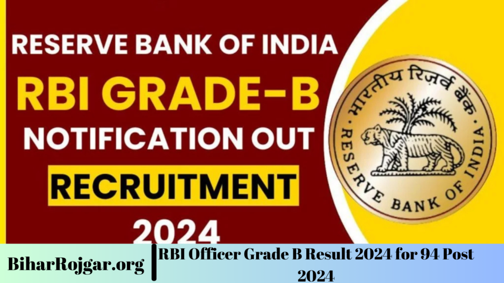 RBI Officer Grade B Result 2024 for 94 Post 2024