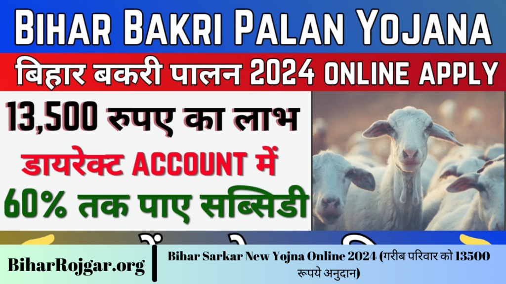 Bihar Sarkar New Yojna Online 2024 (गरीब परिवार को 13500 रूपये अनुदान)