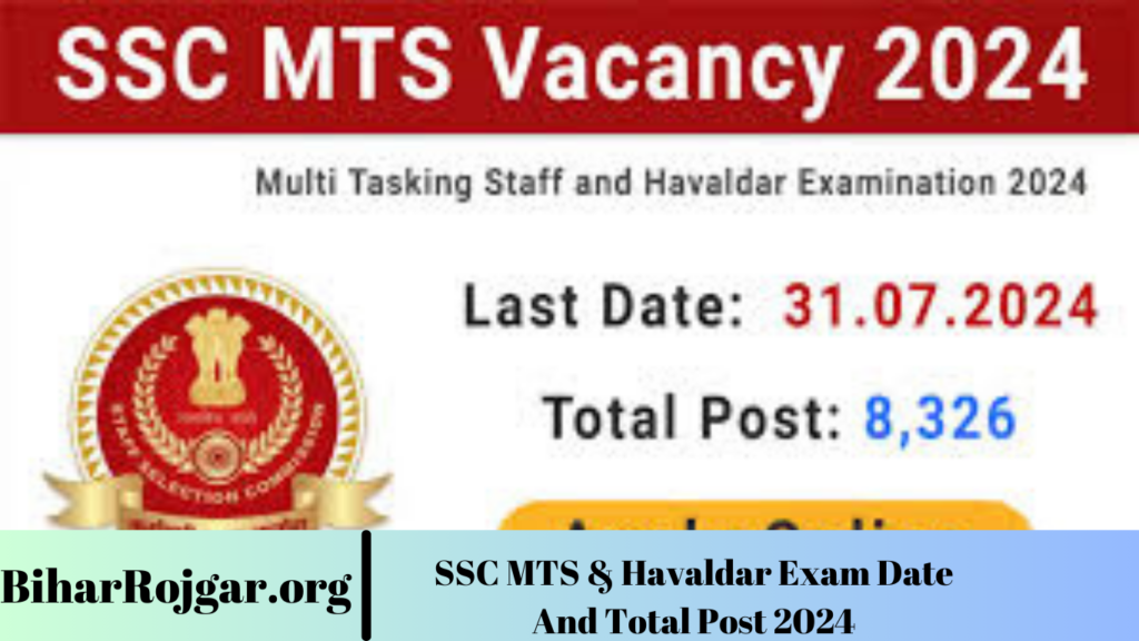 SSC MTS & Havaldar Exam Date And Total Post 2024