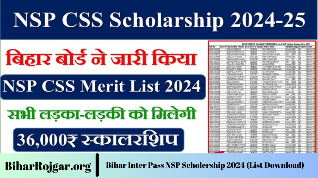 Bihar Inter Pass NSP Scholership 2024 (List Download)