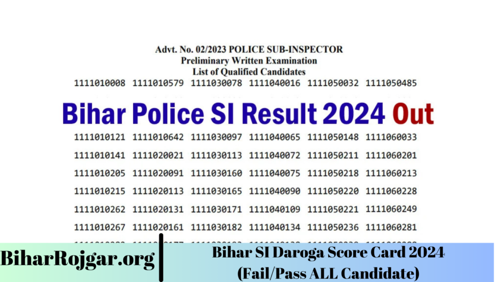 Bihar SI Daroga Score Card 2024 (Fail/Pass ALL Candidate)