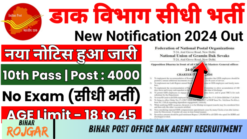 Bihar Post Office Dak Agent Recruitment