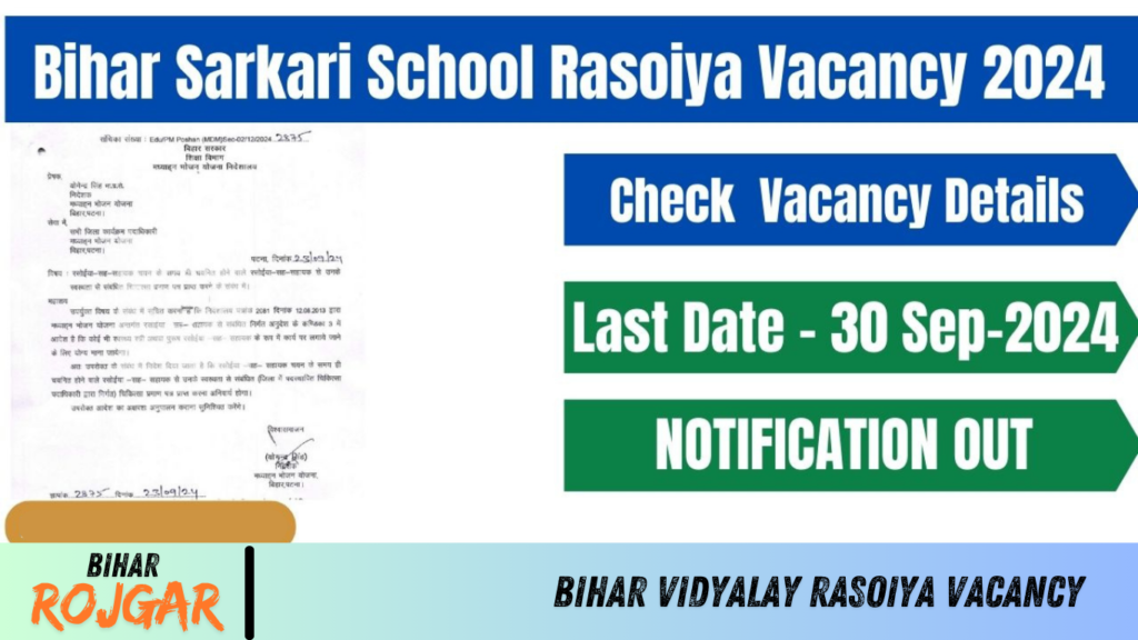 Bihar Vidyalay Rasoiya Vacancy