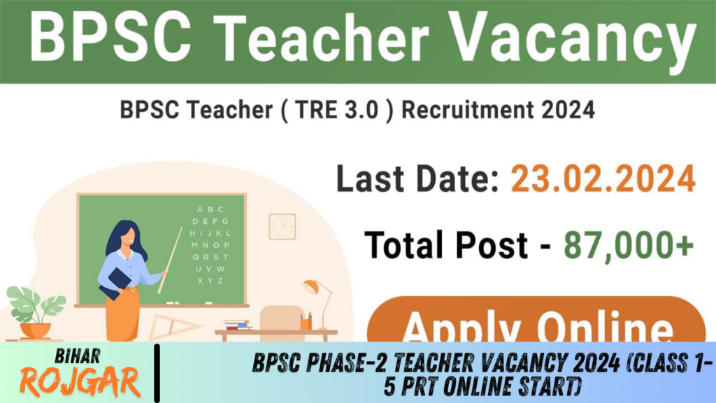 BPSC Phase-2 Teacher Vacancy 2024 (Class 1-5 PRT Online Start)